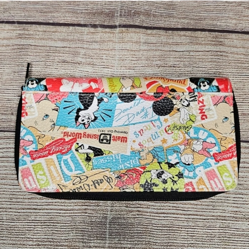 Disney Parks retro characters clutch zip around wallet